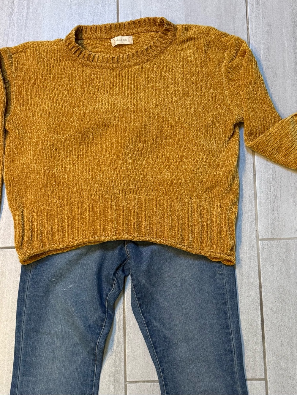 Altar'd State Mustard Chenille Crewneck Sweater